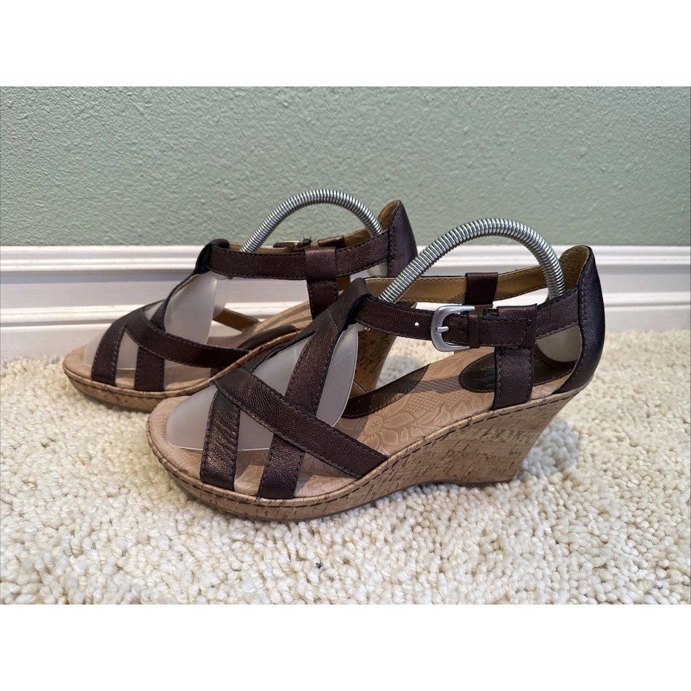 Born On Concept Women's Strappy Bronze Metallic Wedge Heel Sandal Shoes 42//10
